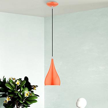 Amador 1 Light Shiny Orange with Polished Chrome Accents Mini Pendant