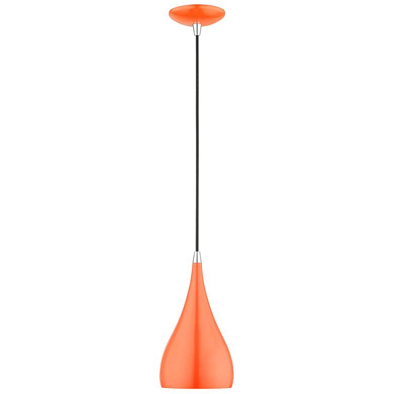 Image 3 Amador 1 Light Shiny Orange with Polished Chrome Accents Mini Pendant more views