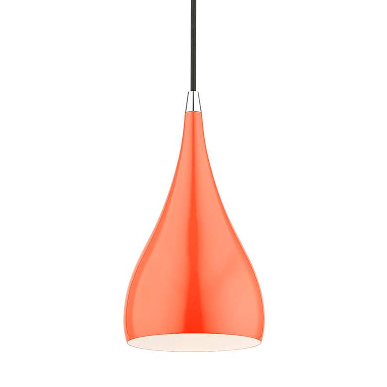 Image 4 Amador 1 Light Shiny Orange with Polished Chrome Accents Mini Pendant more views