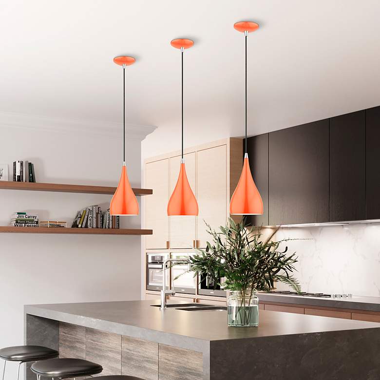 Image 7 Amador 1 Light Shiny Orange with Polished Chrome Accents Mini Pendant more views