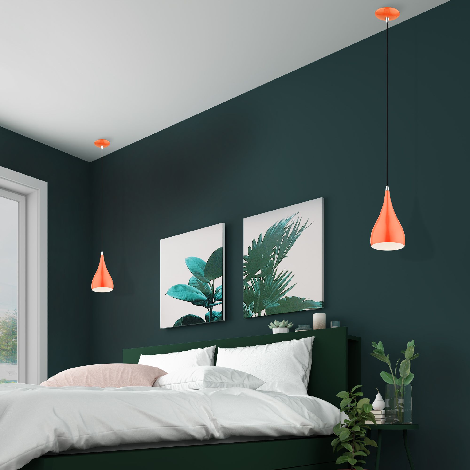 Amador 1 Light Shiny Orange with Polished Chrome Accents Mini Pendant