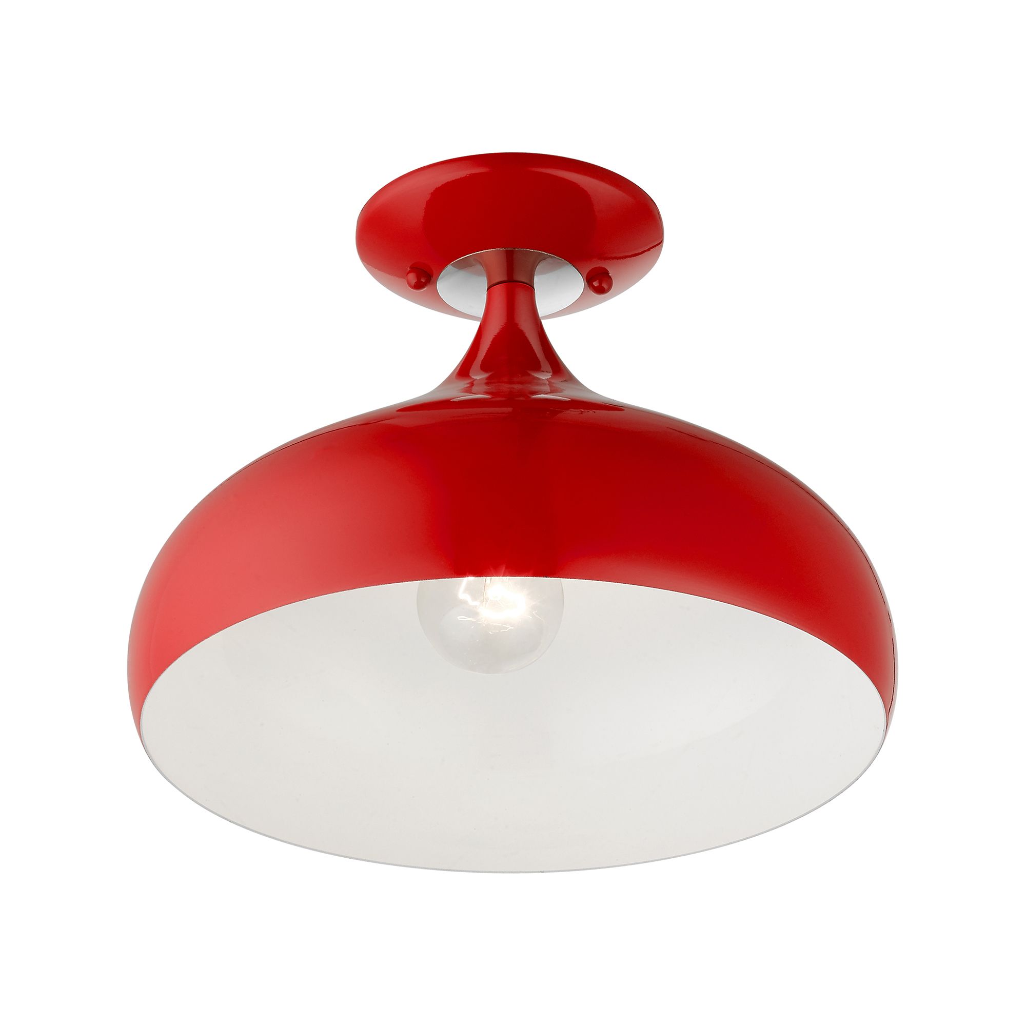 Image 4 Amador 1 Light Shiny Red Semi-Flush Mount more views