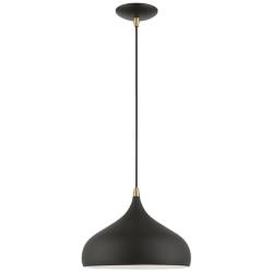 Amador 1 Light Textured Black with Antique Brass Accents Pendant