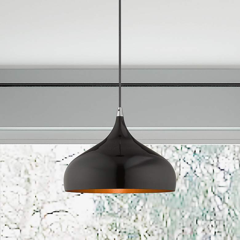 Image 2 Amador 11 3/4" Wide Shiny Black Mini Pendant Light