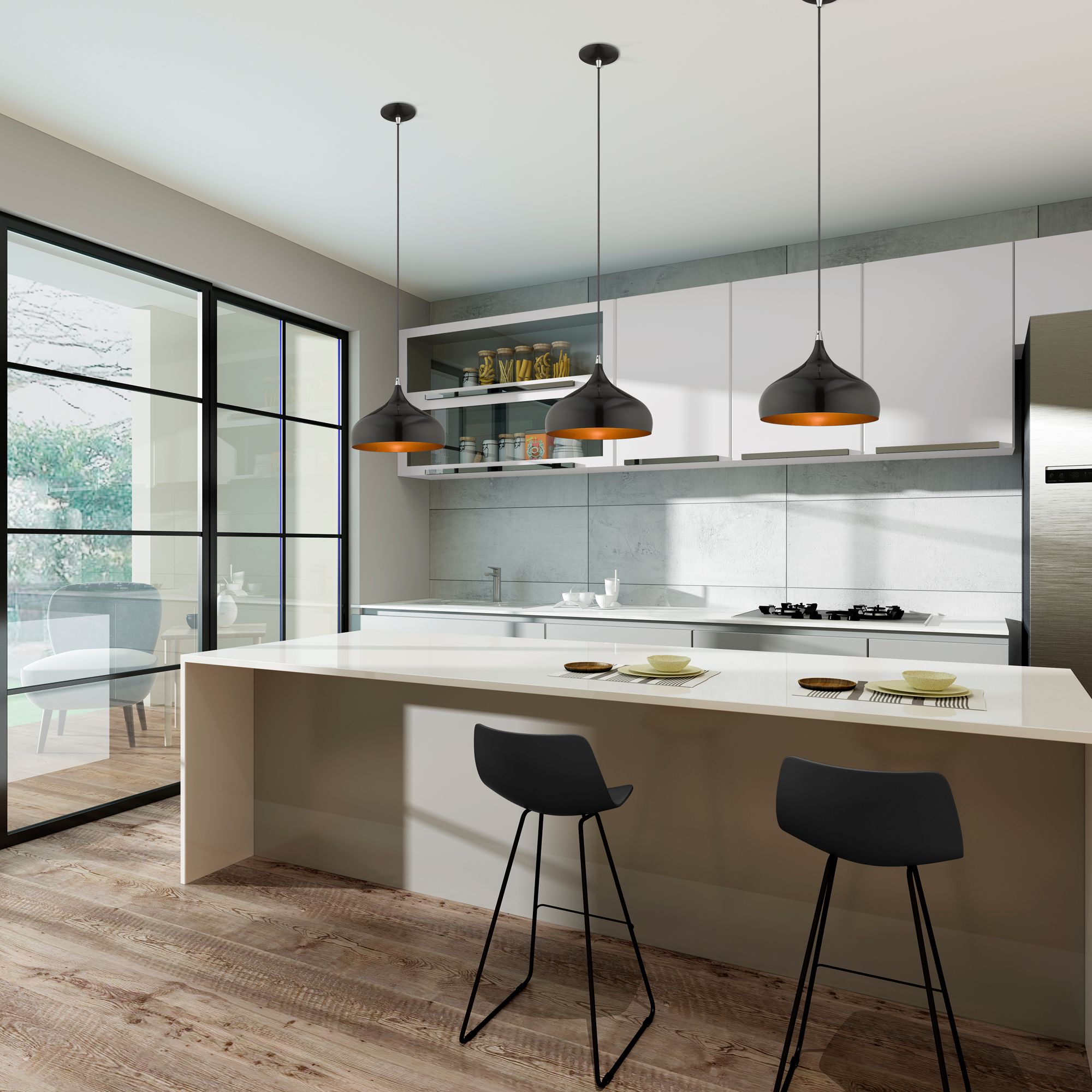 Amador 11 3/4" Wide Shiny Black Mini Pendant Light in scene