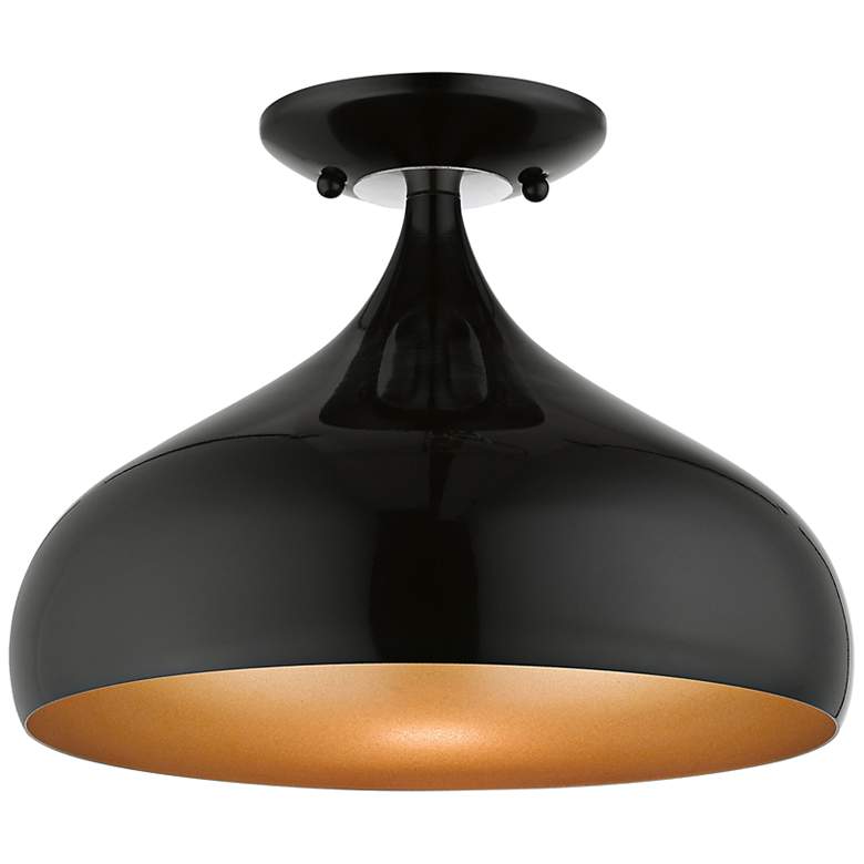 Image 3 Amador 11 3/4" Wide Shiny Black Teardrop Ceiling Light