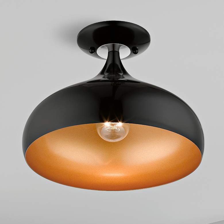 Image 2 Amador 11 3/4" Wide Shiny Black Teardrop Ceiling Light