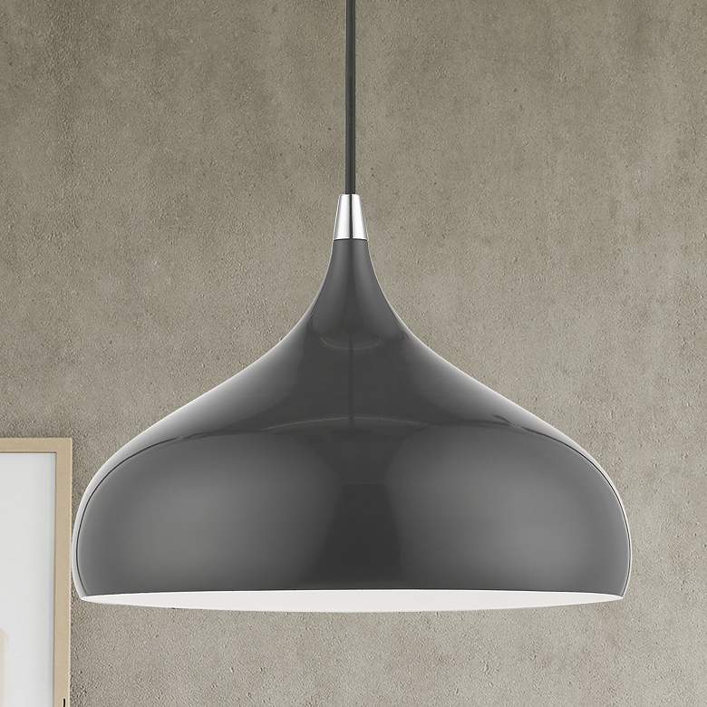 Image 1 Amador 11 3/4" Wide Shiny Dark Gray Mini Pendant