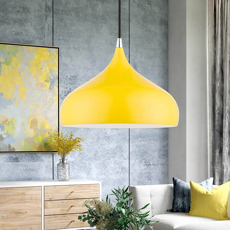 Image 1 Amador 11 3/4" Wide Shiny Yellow Mini Pendant