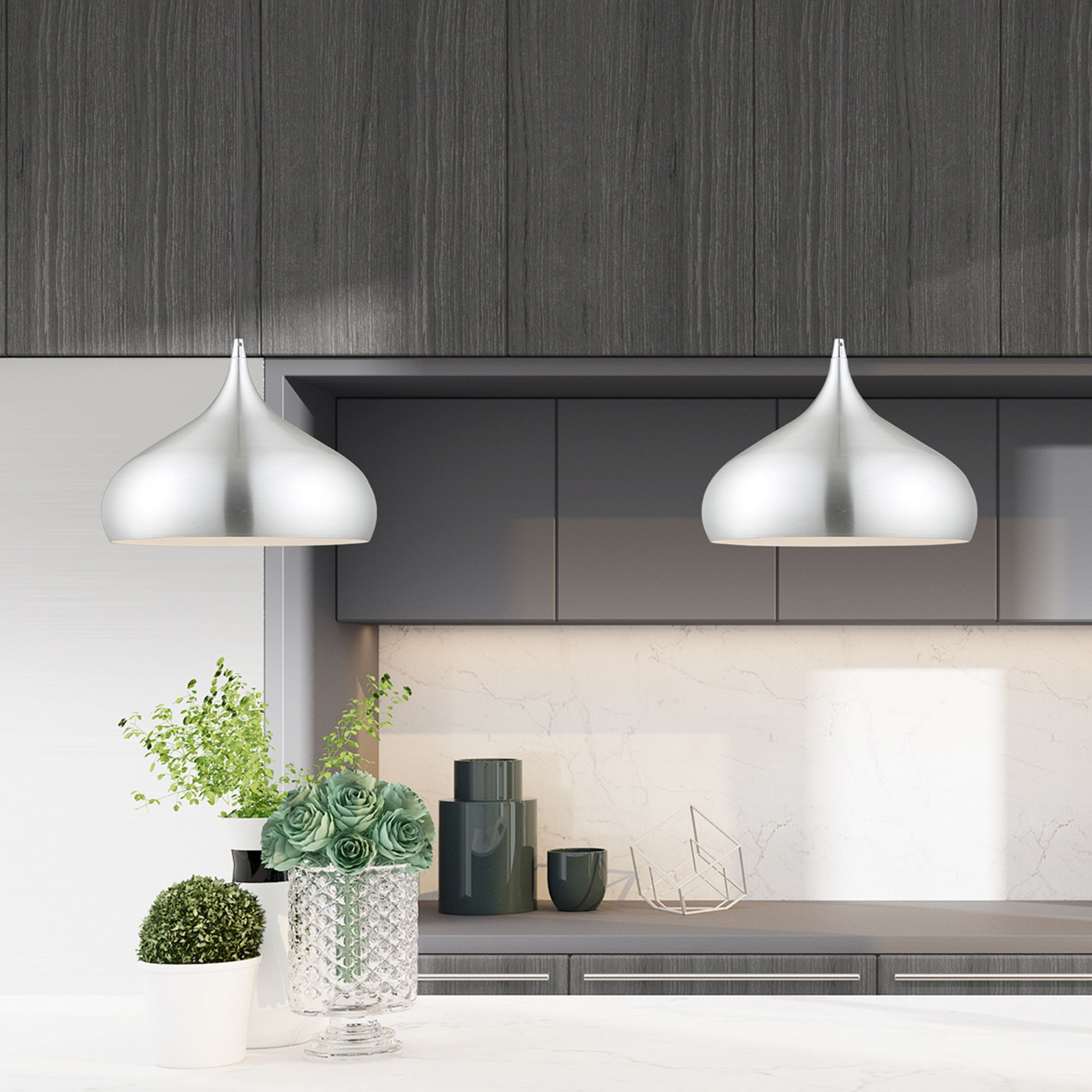 Amador 13 3/4" Wide Shiny Black Pendant Light in scene