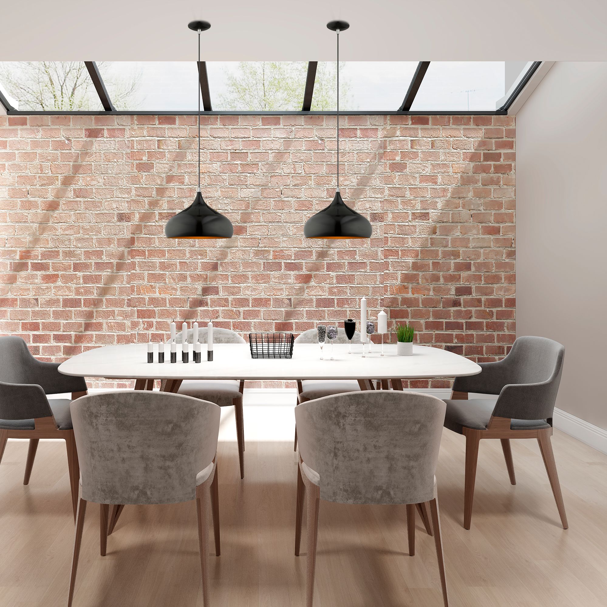 Amador 13 3/4" Wide Shiny Black Pendant Light in scene