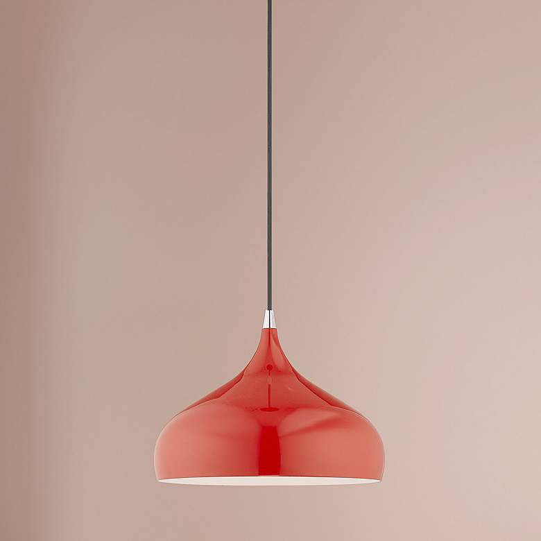 Image 2 Amador 15 3/4 inch Wide Shiny Red Metal Pendant Light