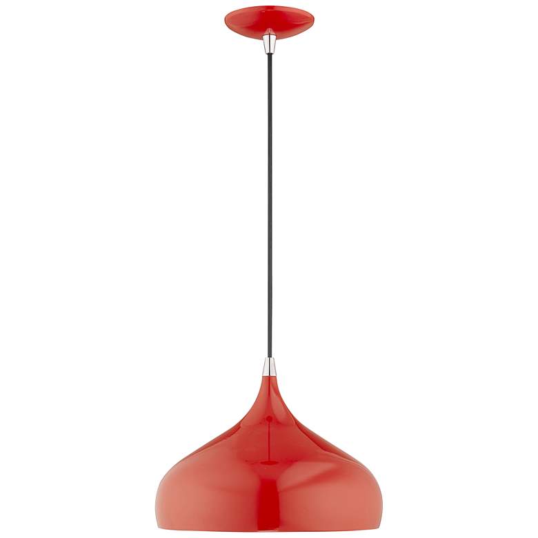 Image 5 Amador 15 3/4 inch Wide Shiny Red Metal Pendant Light more views