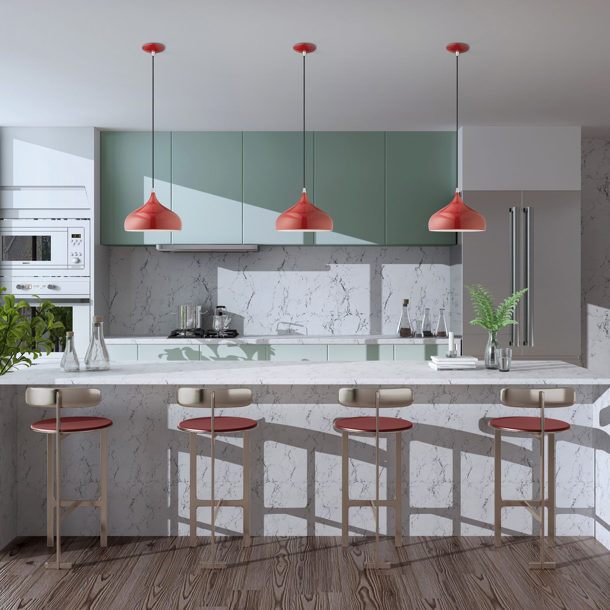 Amador 15 3/4" Wide Shiny Red Metal Pendant Light in scene