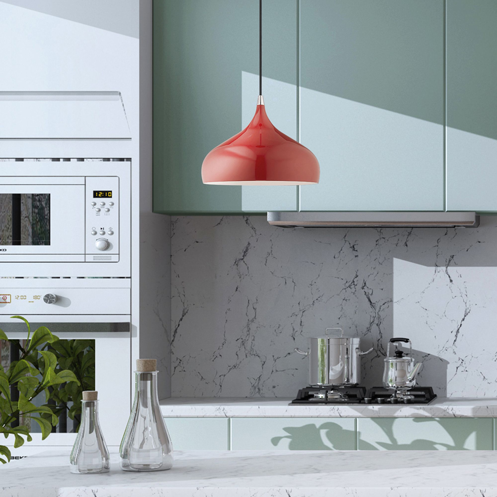 Amador 15 3/4" Wide Shiny Red Metal Pendant Light in scene