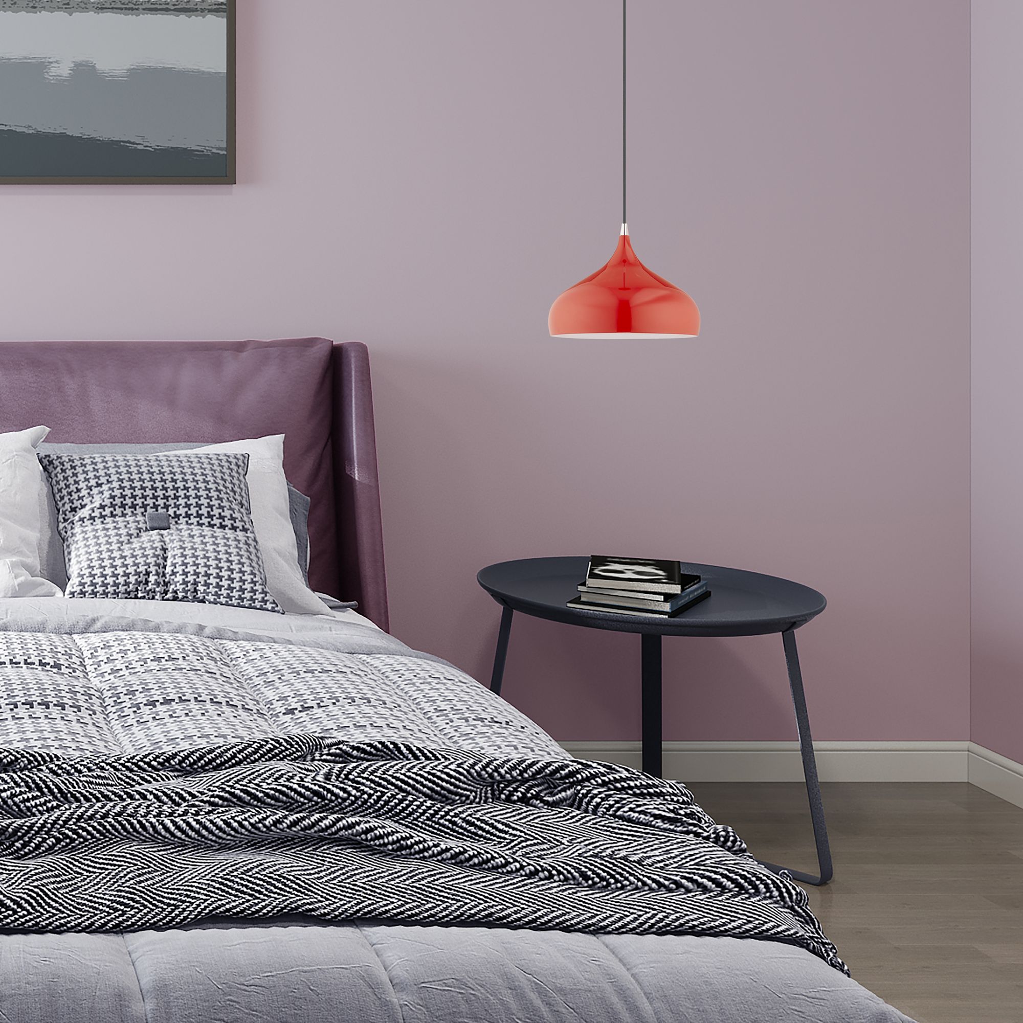 Amador 15 3/4" Wide Shiny Red Metal Pendant Light in scene