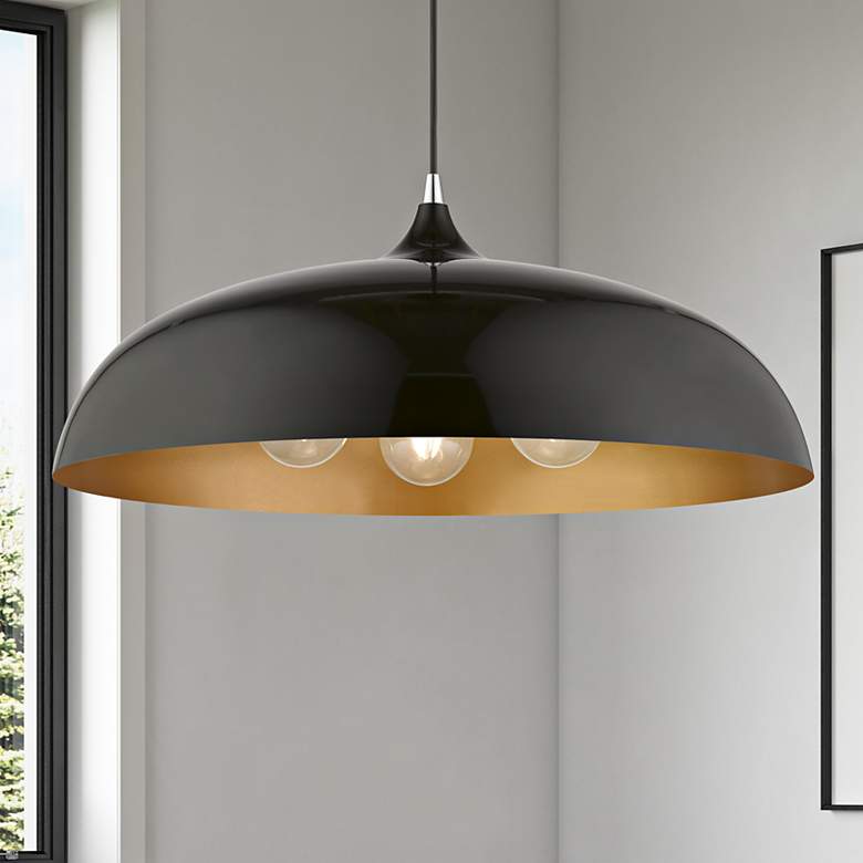 Image 2 Amador 23 3/4" Wide Shiny Black Dome Pendant Light