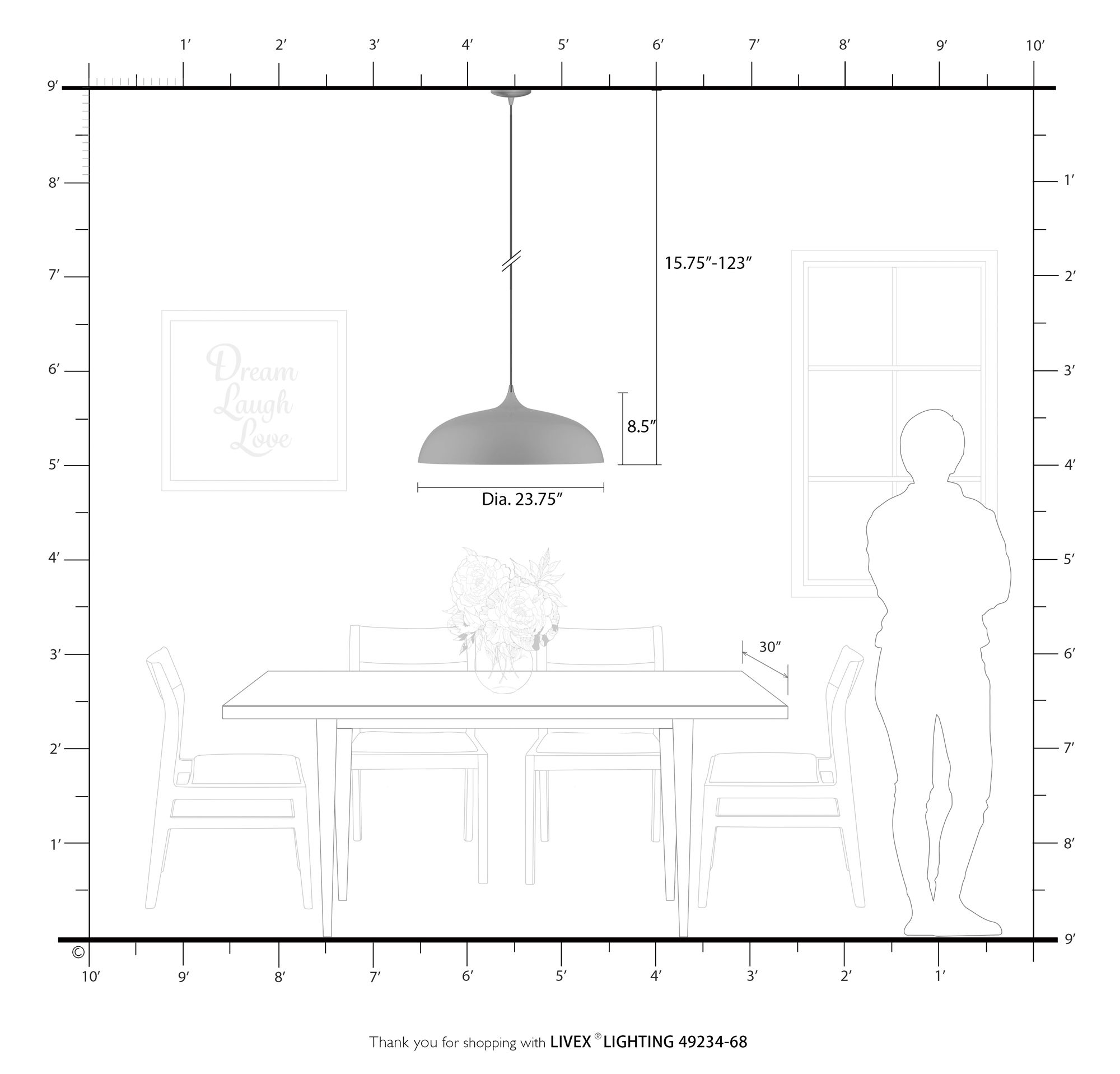 Amador 23 3/4" Wide Shiny Black Dome Pendant Light in scene