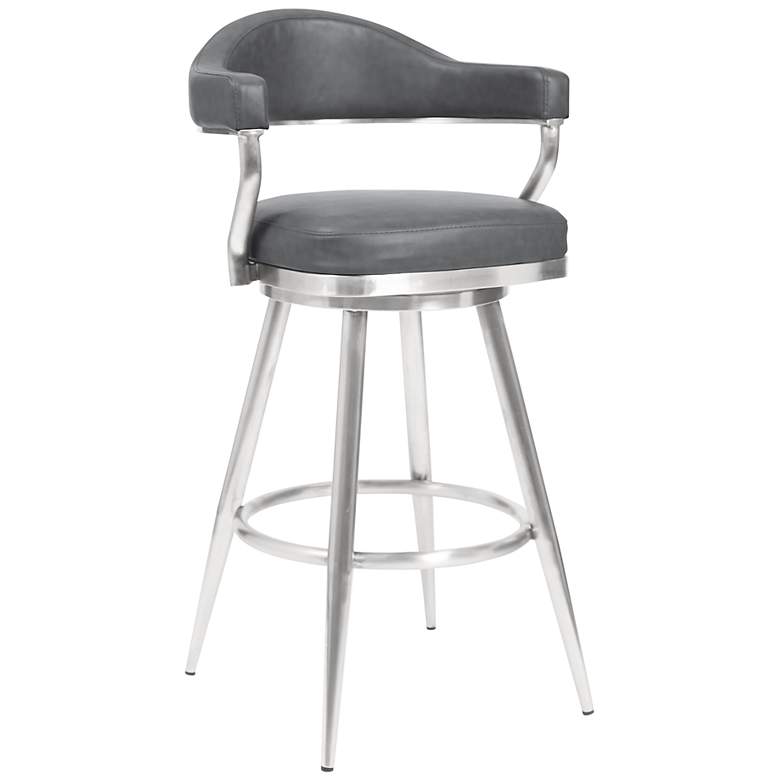 Amador 26&quot; Gray Faux Leather with Steel Base Counter Stool