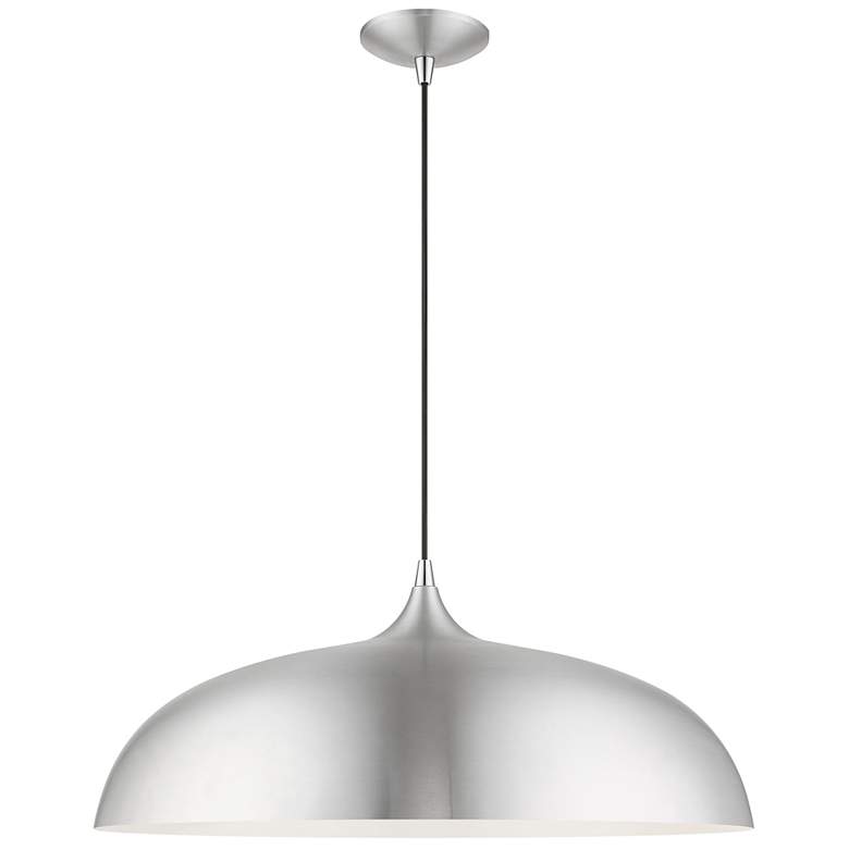 Image 2 Amador 3 Light Brushed Aluminum Large Pendant with Polished Chrome Accents