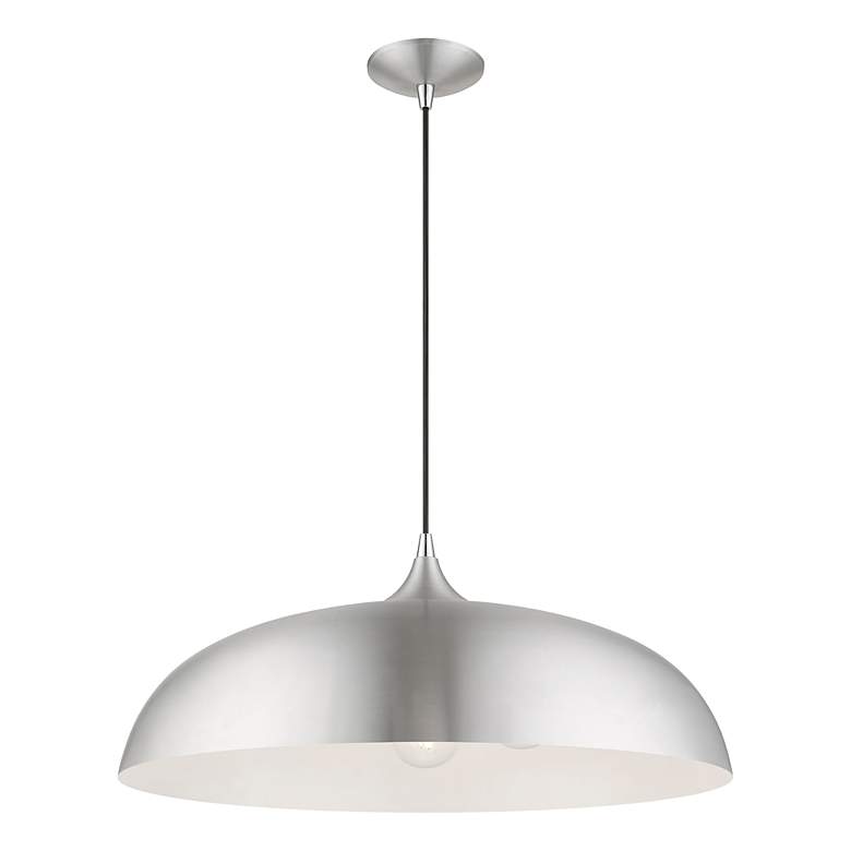 Image 4 Amador 3 Light Brushed Aluminum Large Pendant with Polished Chrome Accents more views