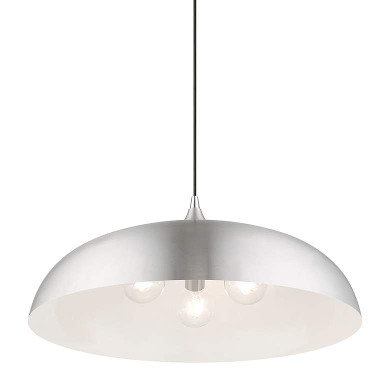 Image 5 Amador 3 Light Brushed Aluminum Large Pendant with Polished Chrome Accents more views