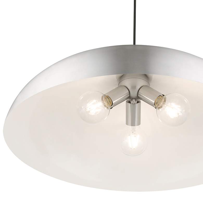 Image 6 Amador 3 Light Brushed Aluminum Large Pendant with Polished Chrome Accents more views