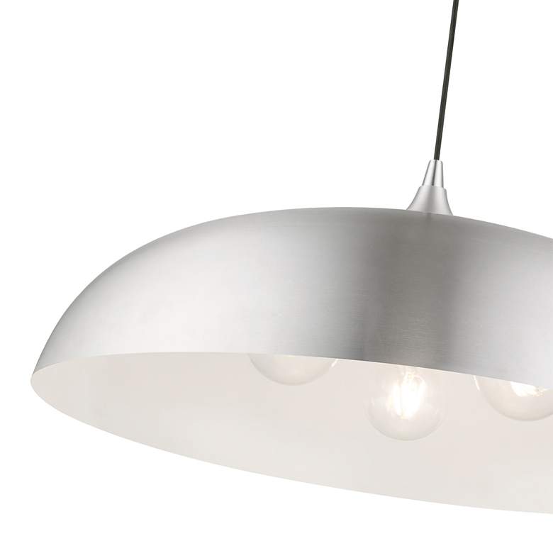 Image 7 Amador 3 Light Brushed Aluminum Large Pendant with Polished Chrome Accents more views