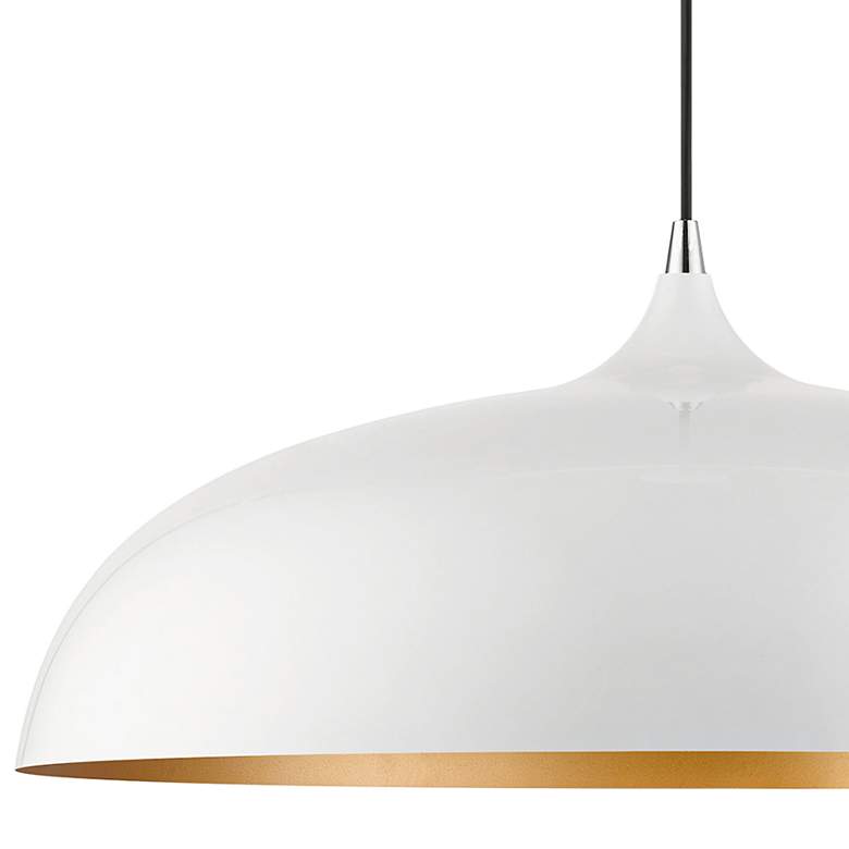 Image 4 Amador 3 Light Shiny White Large Pendant with Polished Chrome Accents more views
