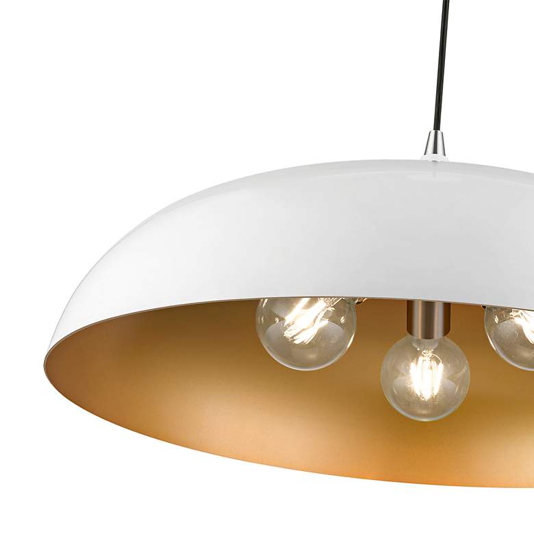 Image 6 Amador 3 Light Shiny White Large Pendant with Polished Chrome Accents more views