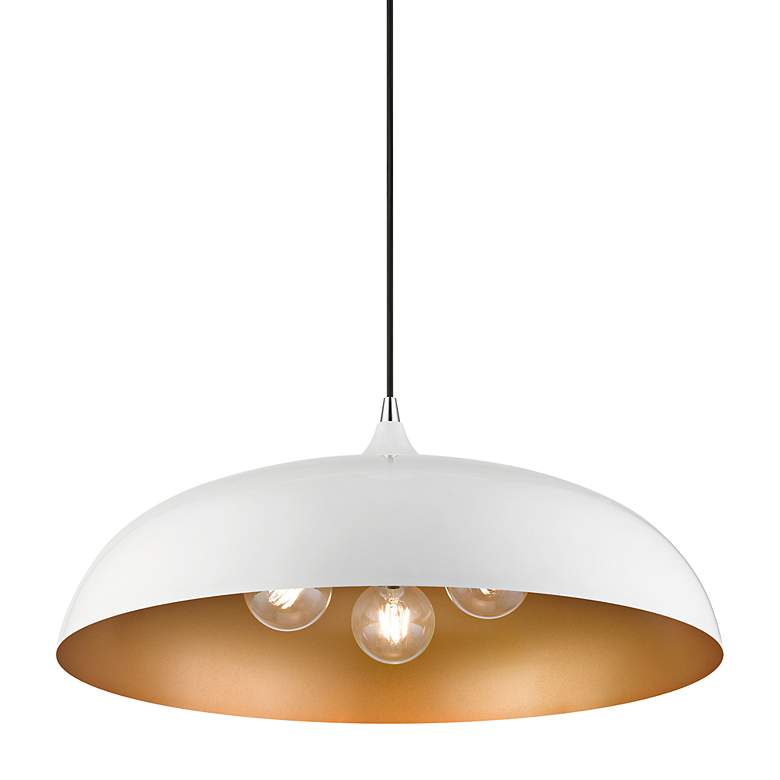 Image 7 Amador 3 Light Shiny White Large Pendant with Polished Chrome Accents more views