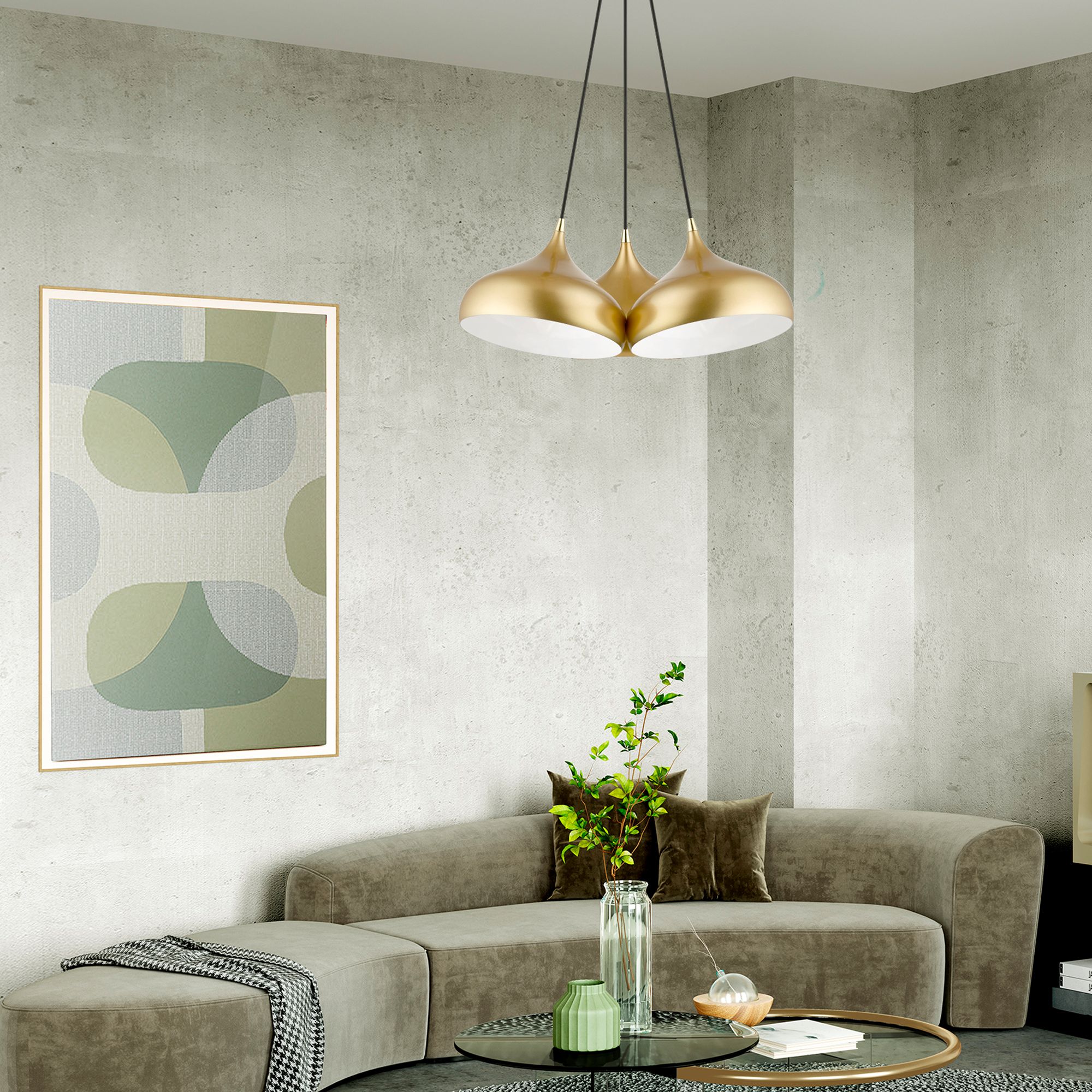 Amador 3 Light Soft Gold Cluster Pendant