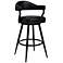 Amador 30" Black Faux Leather and Black Metal Bar Stool
