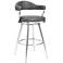 Amador 30" Gray Faux Leather and Brushed Steel Bar Stool