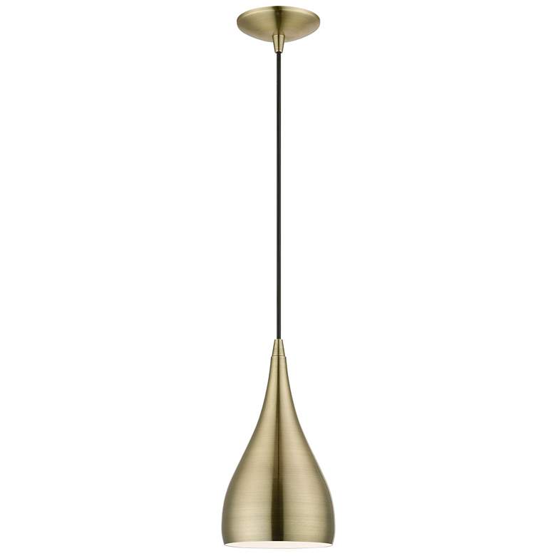 Image 1 Amador 6 1/4" Wide Antique Brass Teardrop Mini Pendant