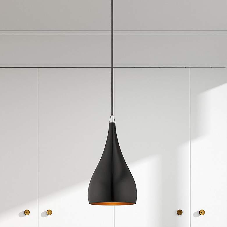 Image 2 Amador 6 1/4" Wide Shiny Black Mini Pendant