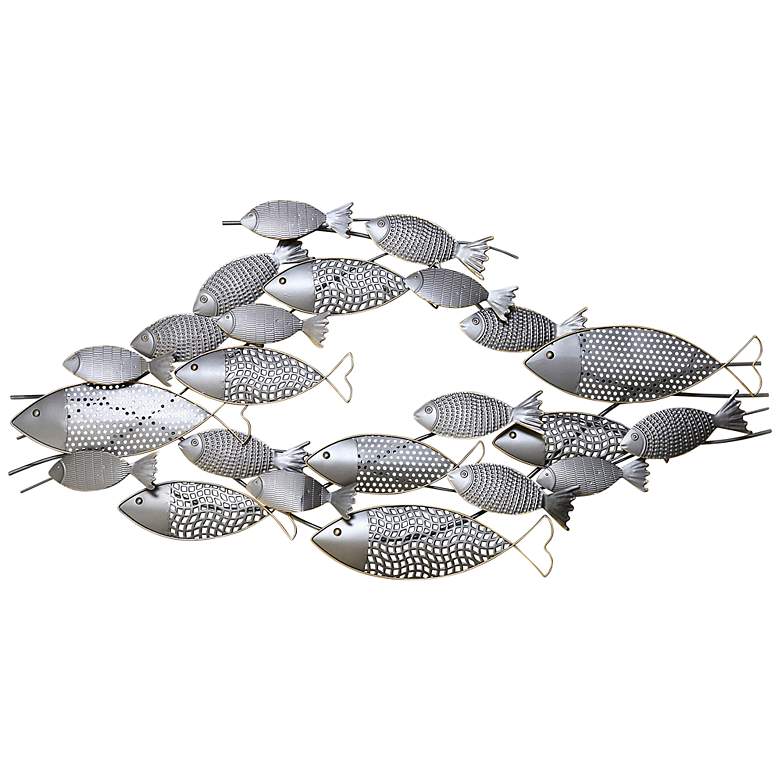 Image 1 Amaia Pewter School of Fish 47" Wide Metal Wall Art