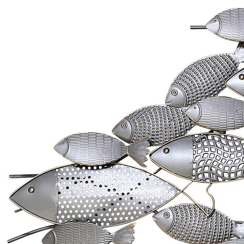Image 2 Amaia Pewter School of Fish 47" Wide Metal Wall Art more views