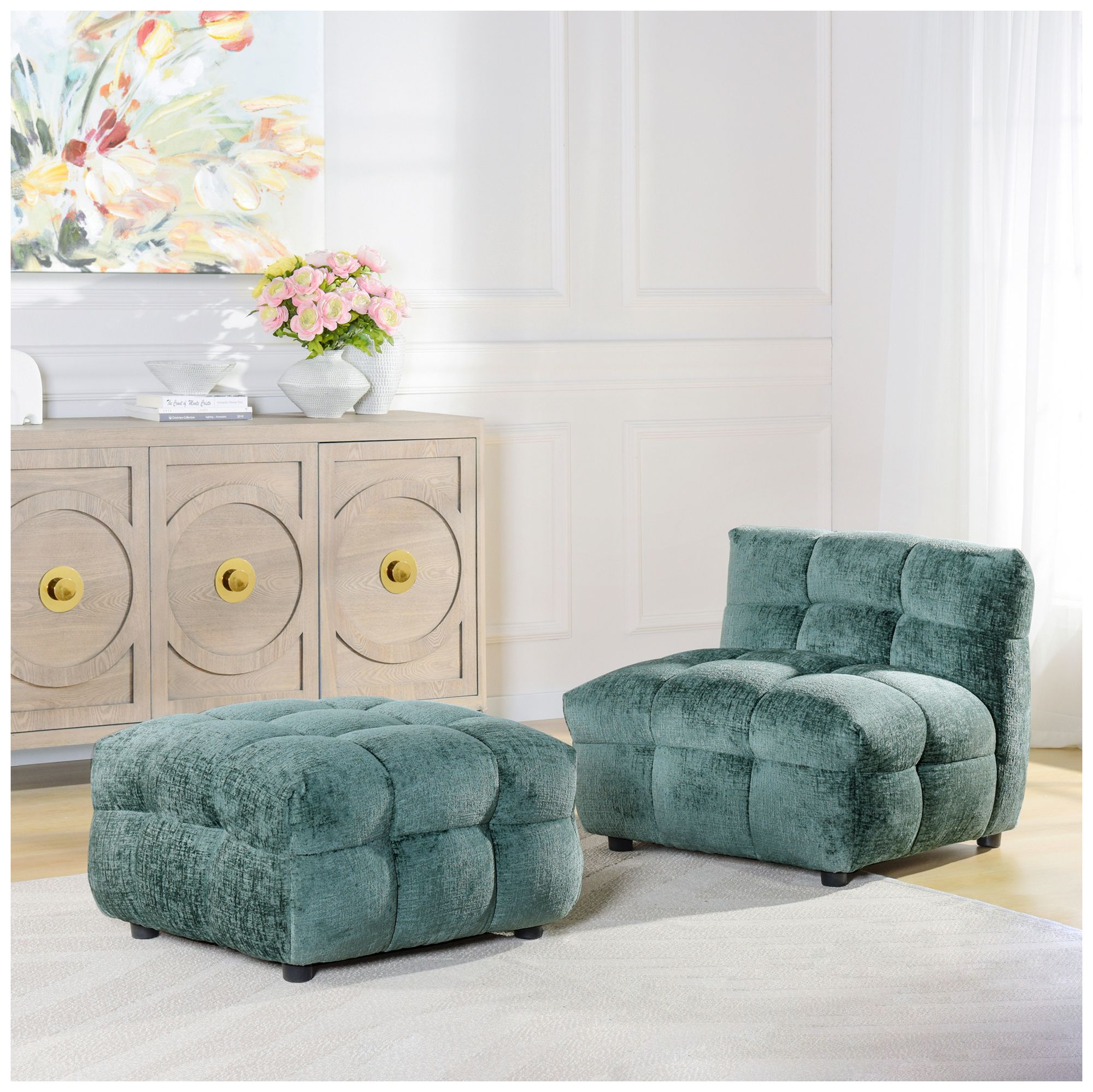 Image 3 Amalfi 33 x 27 Aqua Modular Armless Accent Chair more views