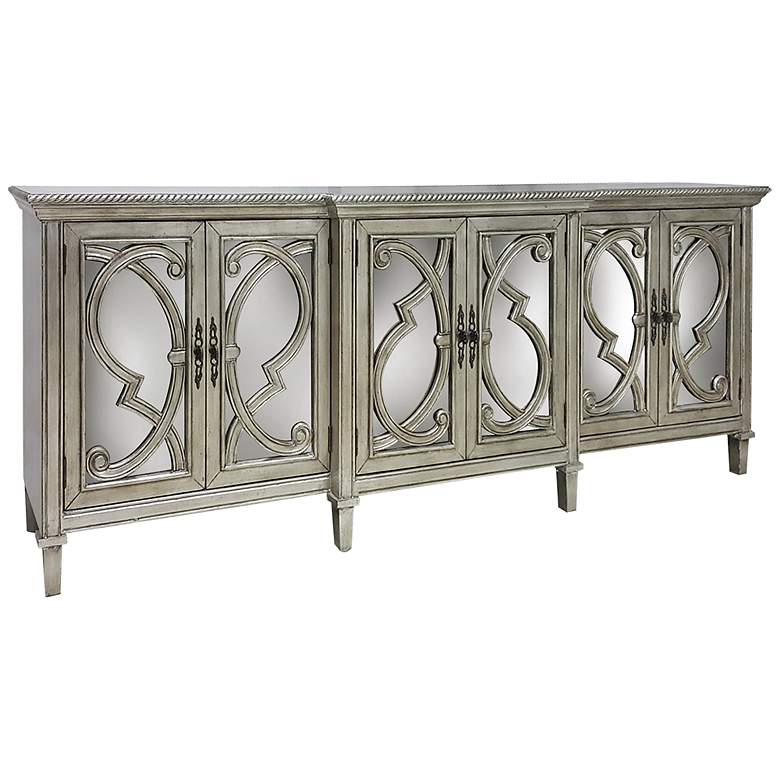 Image 3 Amalfi - 6 Door Mirrored Front Cabinet - Silver Finish