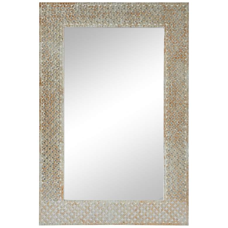 Image 2 Amalfi White Gold Mosaic 24" x 36" Rectangular Wall Mirror