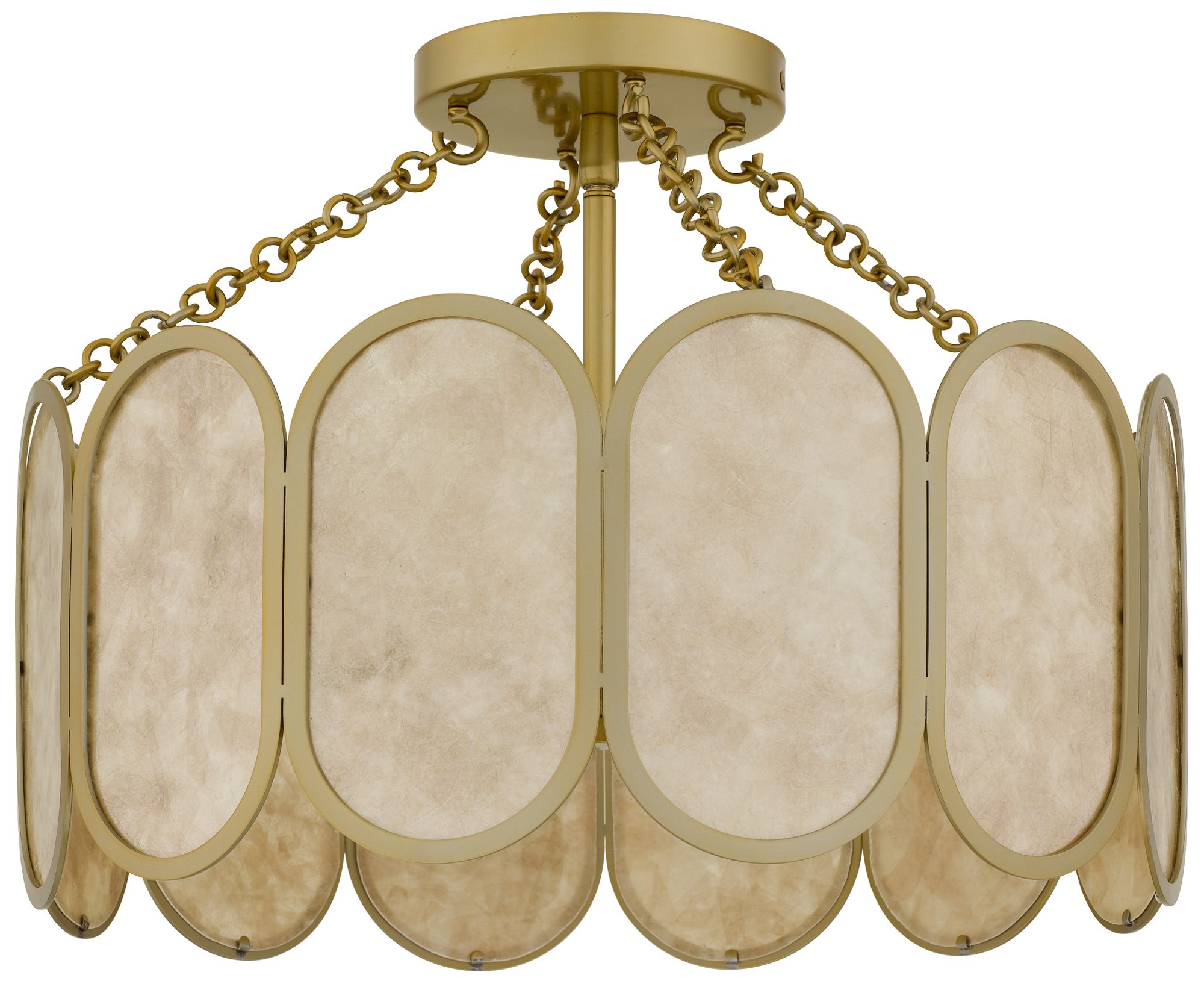 Thumbnail3 of Amalia 3-Light Light Gold Semi-Flush Mount more views