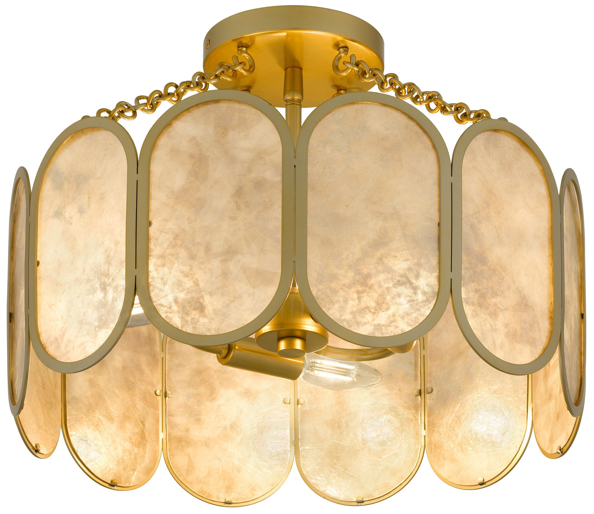 Amalia 3-Light Light Gold Semi-Flush Mount