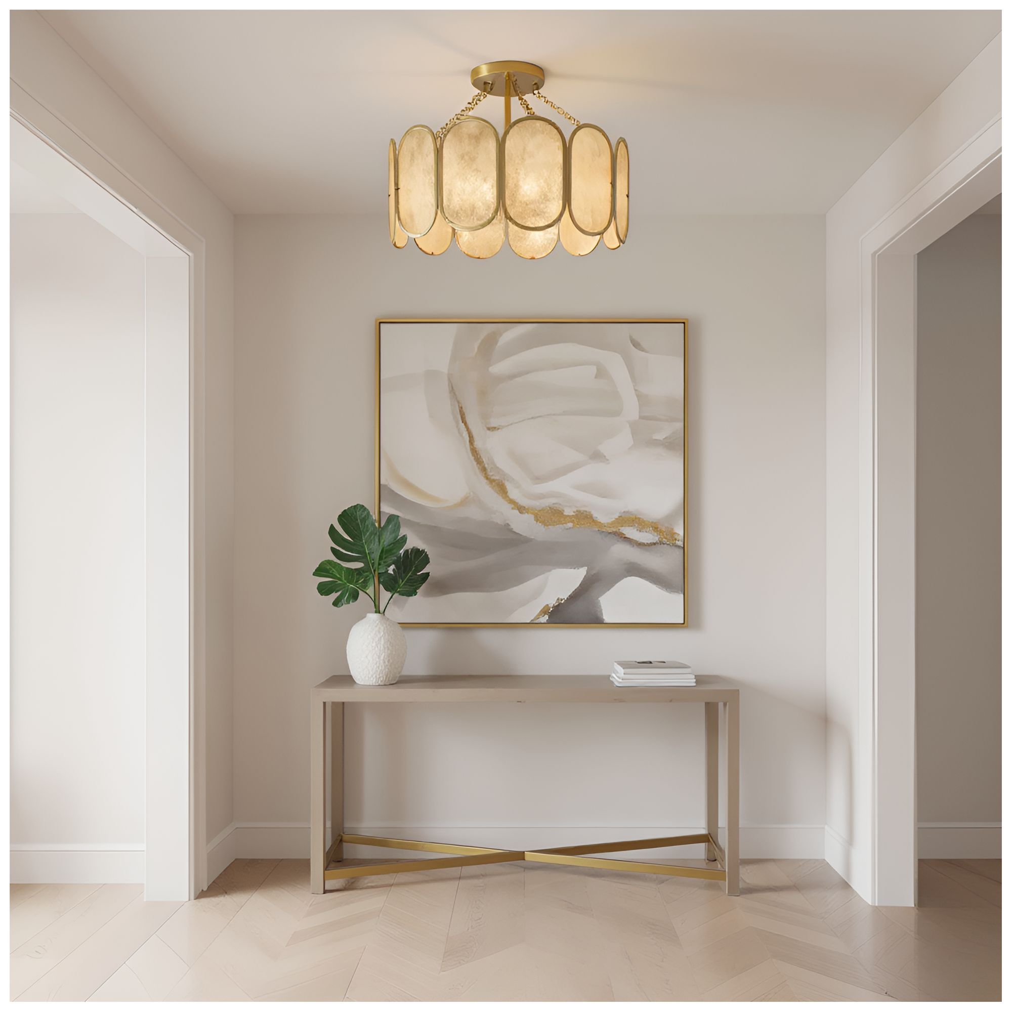 Amalia 3-Light Light Gold Semi-Flush Mount