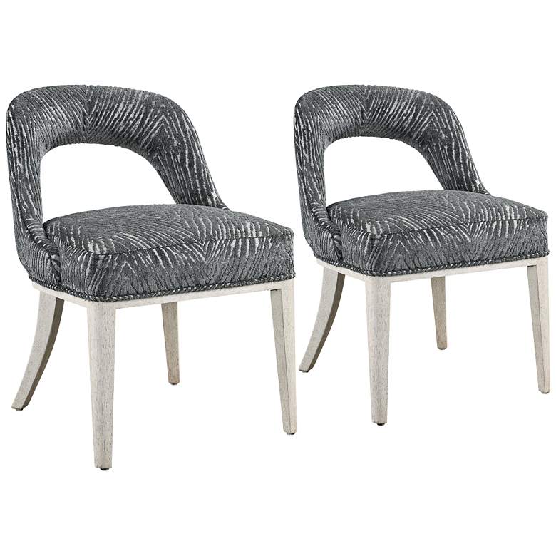 Image 2 Amalia Charcoal and Gray Animal Print Accent Chairs Set of 2
