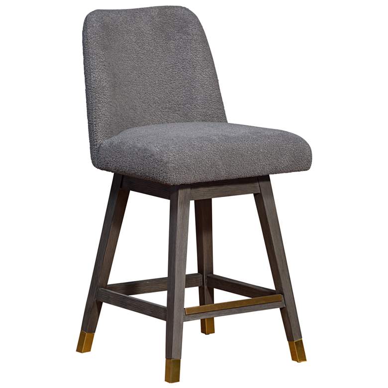 Image 1 Amalie 26 in. Swivel Barstool in Grey Oak Finish with Grey Fabric