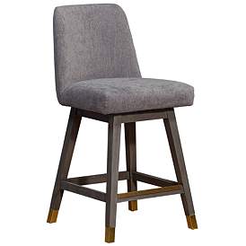 Image1 of Amalie 26 in. Swivel Barstool in Grey Oak Finish with Mocha Fabric