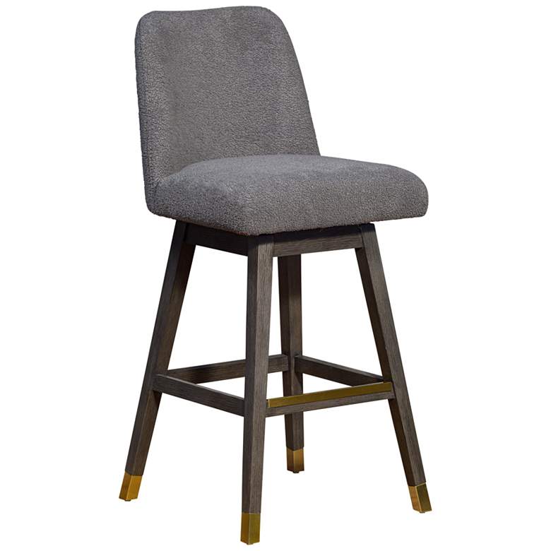 Image 1 Amalie 30 in. Swivel Barstool in Grey Oak Finish with Grey Fabric