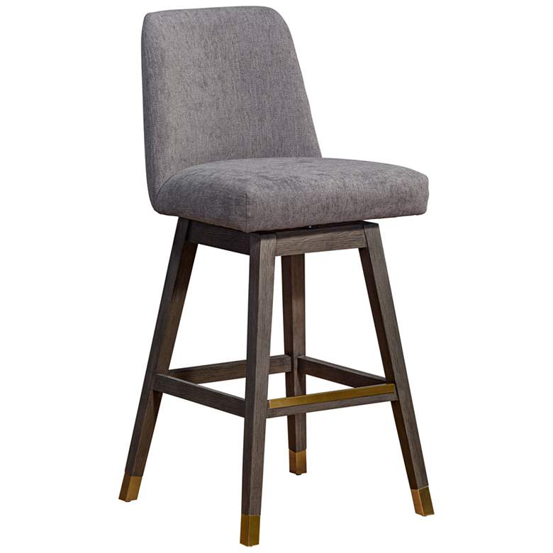 Image 1 Amalie 30 in. Swivel Barstool in Grey Oak Finish with Mocha Fabric