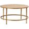 Amalie 31" Wide Gold Marble Metal Round Coffee Table